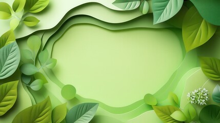 Lush Green Paper Cut Leaves Design with Layered Background for Creative Projects and Nature Themes