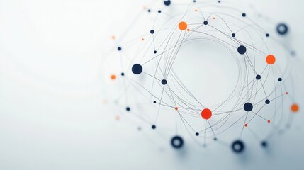 Abstract connection network with colorful nodes showcasing digital communication and data sharing in a modern tech environment