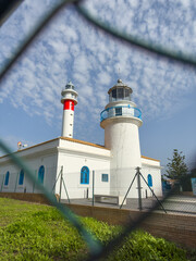 Faro de El Rompido en la ciudad de Cartaya, provincia de Huelva, Andalucía