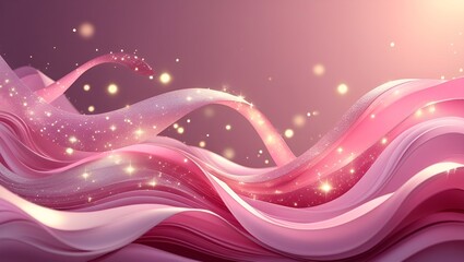 Abstract pink and purple wave design with stars and glowing elements, flowing in a vibrant motion