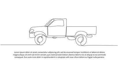 Vector illustration of a pickup truck. Modern flat in continuous line style. © Bettermind Graphic