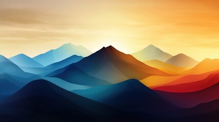 Majestic mountain range with golden light casting long shadows over the rugged peaks, breathtaking and serene landscape