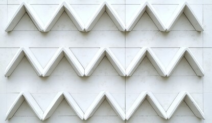 Fototapeta premium Abstract white triangular patterned exterior wall