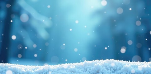 Gentle snowfall on a sparkling blue winter background, gentle snowfall, cold climate, soft flakes