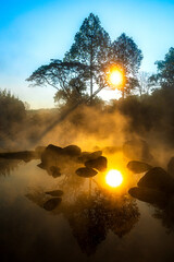 Mornimg or sunrise time at Chae Son National Park, Chae Son National Park is the hot spring travel location.