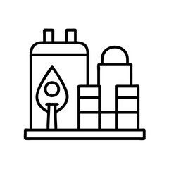 oil refinery icon, oil refinery line art - simple line art of oil refinery, perfect for oil refinery logos and icons