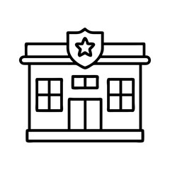 police station icon, police station line art - simple line art of police station, perfect for police station logos and icons