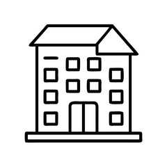 residential building icon, residential building line art - simple line art of residential building, perfect for residential building logos and icons