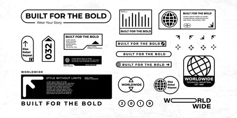 Futuristic streetwear cyberpunk interface element technology graphic vector design template