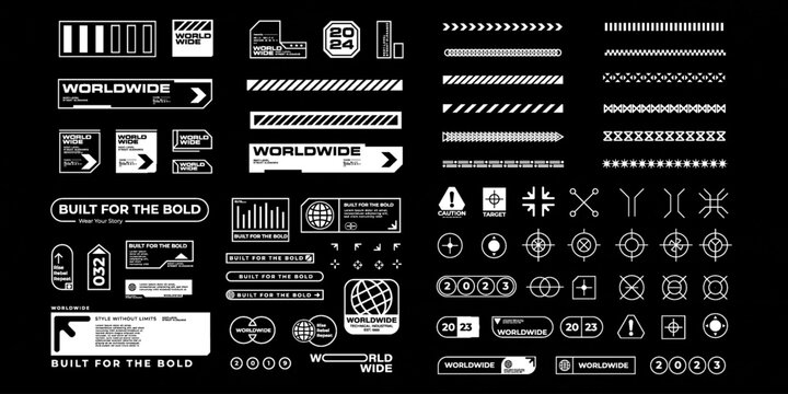 Futuristic streetwear cyberpunk interface element technology graphic vector design template