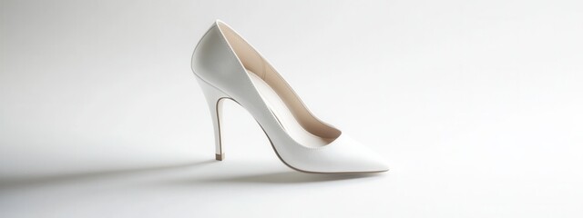Fototapeta premium Elegant White High Heeled Shoe on Minimalist Background for Fashion and Style Concepts in Contemporary Beauty and Modern Lifestyle Imagery