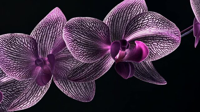 Beautiful purple orchids showcasing intricate patterns against a dark background