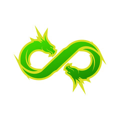 Fototapeta premium Vector illustration of a Infinity green dragon logo. Isolated on white background.