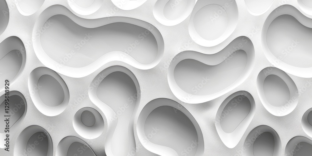 Fototapete abstract white organic structure with holes. modern 3d texture design. background image of 3d render