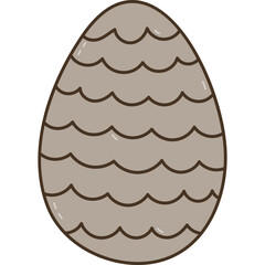 Lovely colorful doodle painted Easter egg with wavy line stripes pattern. Funny outline hand drawn symbol of Easter egg hunt, religious springtime festival isolated on white.