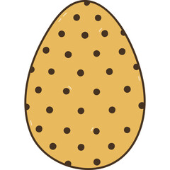 Lovely colorful doodle painted Easter egg with polka dot pattern. Funny outline hand drawn symbol of Easter egg hunt, religious springtime festival isolated on white.