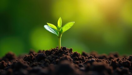 Obraz premium Carefully held sprout emerges from rich compost , farming, nurturing, agriculture