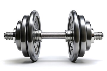 Fototapeta premium Dumbbell with Black Weight Plates and Metallic Handle