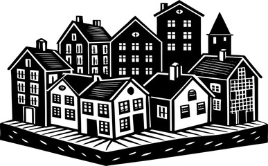 building set illustration building factory hotel property silhouette