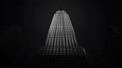 Minimalist black-and-white photography of a modern skyscraper