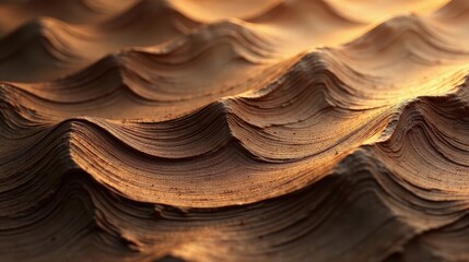A Detailed Close-Up of an Intricate Textured Surface with Undulating Waves and Subtle Variations in Tone and Shade, Illuminated by Warm, Golden Light