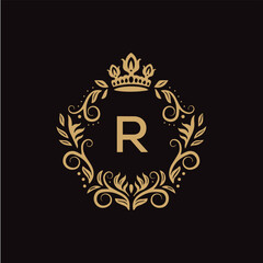 R letter logo design with black background in illustrator, vector logo modern alphabet font overlap style. calligraphy designs for logo, Poster, Invitation, etc.