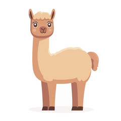 A Simple flat 2D illustration of an alpaca flat design isolated on a white background, vector 2D design, icon, illustration art, flat icon design, vector animal 
