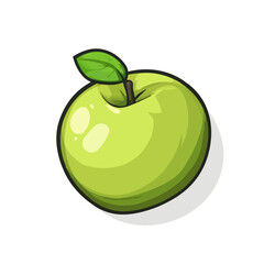 Simple flat 2D icon apple fruit isolated on blue background, vector, flat design, animation design, vector, flat design, animation design, simple flat 2D icon, minimalist design, clipart