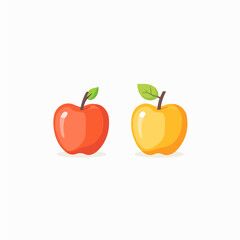 Simple flat 2D icon apple fruit isolated on blue background, vector, flat design, animation design, vector, flat design, animation design, simple flat 2D icon, minimalist design, clipart