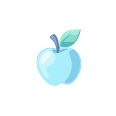 Simple flat 2D icon apple fruit isolated on blue background, vector, flat design, animation design, vector, flat design, animation design, simple flat 2D icon, minimalist design, clipart