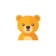 A Simple flat 2D illustration of a cute brown bear isolated on a white background, animal icon, ai