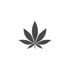 Simple flat 2D illustration of a cannabis leaf isolated on a white background, vector 2D design, icon, flat 2d illustration art, flat icon, vector illustration, logo icon