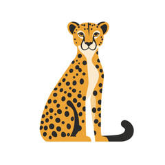 A simple flat 2D icon of cheetah isolated on a background, vector design, ideal for animation, design, mobile apps, web design, digital illustrations, animals set collection