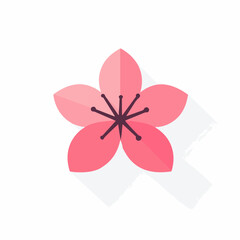 Simple flat 2D illustration of a pink cherry blossom set isolated on a white background, vector 2D design, icon, flat 2d illustration art, flat icon, flower set collection