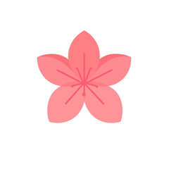 Simple flat 2D illustration of a pink cherry blossom set isolated on a white background, vector 2D design, icon, flat 2d illustration art, flat icon, flower set collection