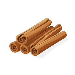 A flat 2D vector illustration of a cinnamon bark, designed as an icon and isolated on a white background. simple icon design, set collection