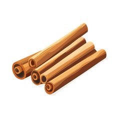 A flat 2D vector illustration of a brown cinnamon bark, designed as an icon and isolated on a white background. simple icon design, set collection