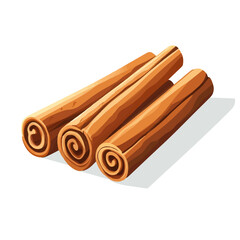 A flat 2D vector illustration of a brown cinnamon bark, designed as an icon and isolated on a white background. simple icon design, set collection