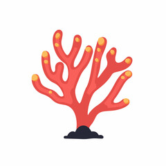 An illustration 2d, A flat 2D vector illustration of an orange coral, designed as an icon and isolated on a white background. Flat clipart