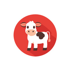 An illustration 2d, A flat 2D vector illustration of a cow icon set, designed as an icon and isolated on a white background. Flat clipart icon