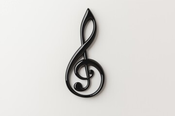 Black treble clef symbol on light background. Music, sound, and artistic representation