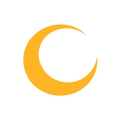 Simple flat 2D icon orange crescent isolated on a transparent background, vector, flat design, animation design, vector, flat design, animation design, simple flat 2D icon clipart