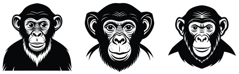 Gorila vector shilhouette bundle.  Gorilla set icon
