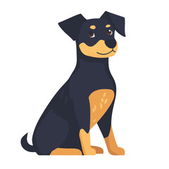 A simple flat 2D illustration of a dog farm shepherd, isolated on a white background. Vector 2D design, icon, flat 2D illustration art, flat icon clipart