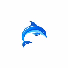 A Simple flat 2D icon blue dolphin isolated on background, vector, flat design, animation design, vector, flat design, animation design, minimalist design, clipart sea animals