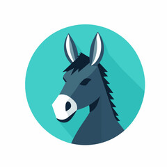 A Simple flat 2D icon donkey head isolated on background, vector, flat design, animation design, vector, flat design, animation, minimalist, clipart sea animals