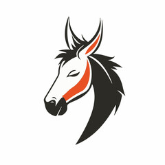 A Simple flat 2D icon donkey head isolated on background, vector, flat design, animation design, vector, flat design, animation, minimalist, clipart sea animals