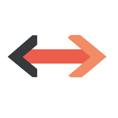 Simple flat 2D illustration of double-ended arrow isolated on a white background, Ai design, flat 2D design, clipart design