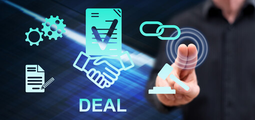 Man touching a deal concept