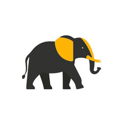 Simple flat 2D illustration of elephant , flat design isolated on a white background, vector 2D design, icon, illustration art, flat icon design